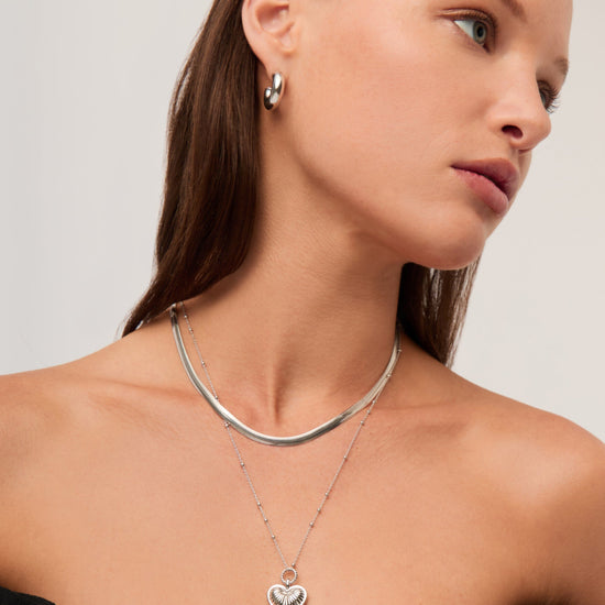 Flat Snake Chain Necklace | Rhodium Plated on Recycled Sterling Silver Necklaces Missoma