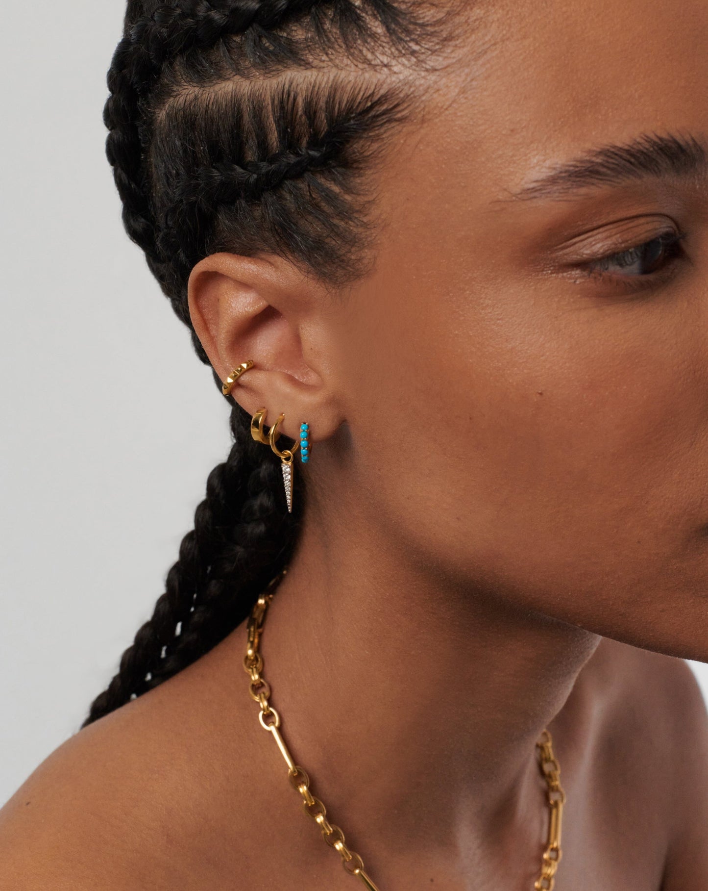 Gemstone Huggies | 18ct Gold Plated Vermeil/Turquoise Earrings Missoma