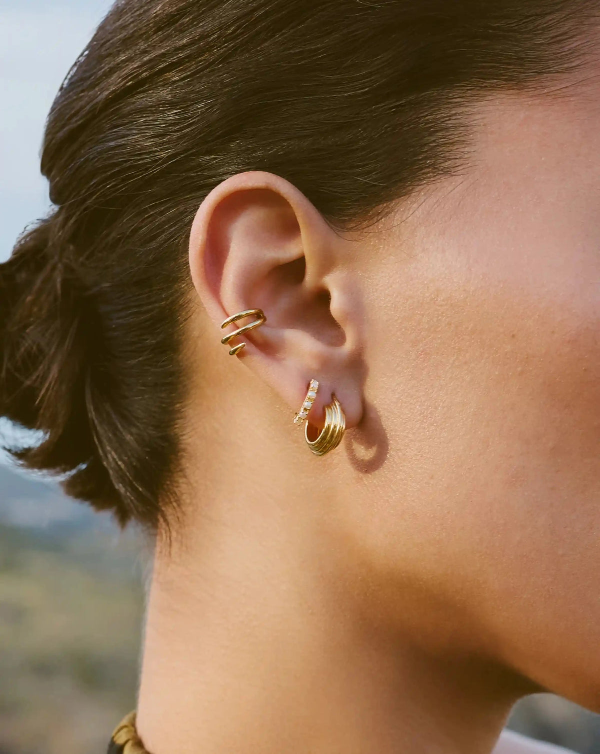 Gemstone Huggies | 18ct Gold Vermeil/Pearl Earrings Missoma