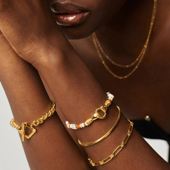 Harris Reed In Good Hands Beaded Gemstone Bracelet | 18ct Gold Plated/Multi Gemstone & Pearl Bracelets Missoma