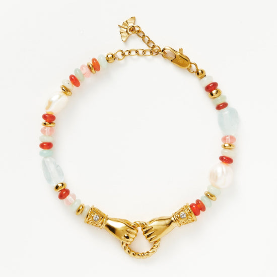 Harris Reed In Good Hands Beaded Gemstone Bracelet | 18ct Gold Plated/Multi Gemstone & Pearl Bracelets Missoma