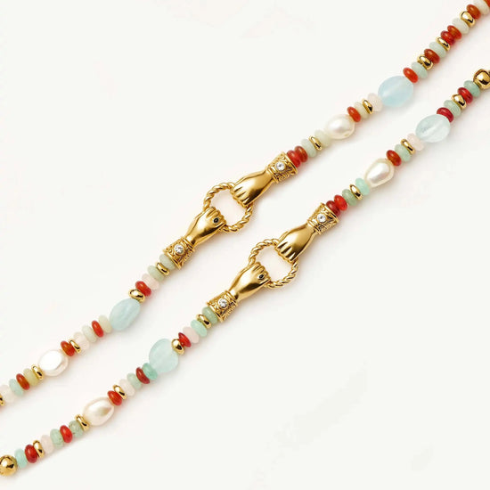 Harris Reed In Good Hands Beaded Gemstone Bracelet | 18ct Gold Plated/Multi Gemstone & Pearl Bracelets Missoma