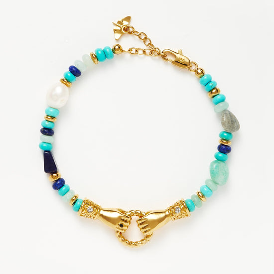 Harris Reed In Good Hands Beaded Gemstone Bracelet | 18ct Gold Plated/Turquoise, Lapis & Pearl Bracelets Missoma