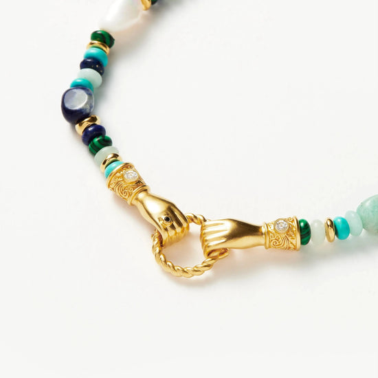Harris Reed In Good Hands Beaded Gemstone Bracelet | 18ct Gold Plated/Turquoise, Lapis & Pearl Bracelets Missoma