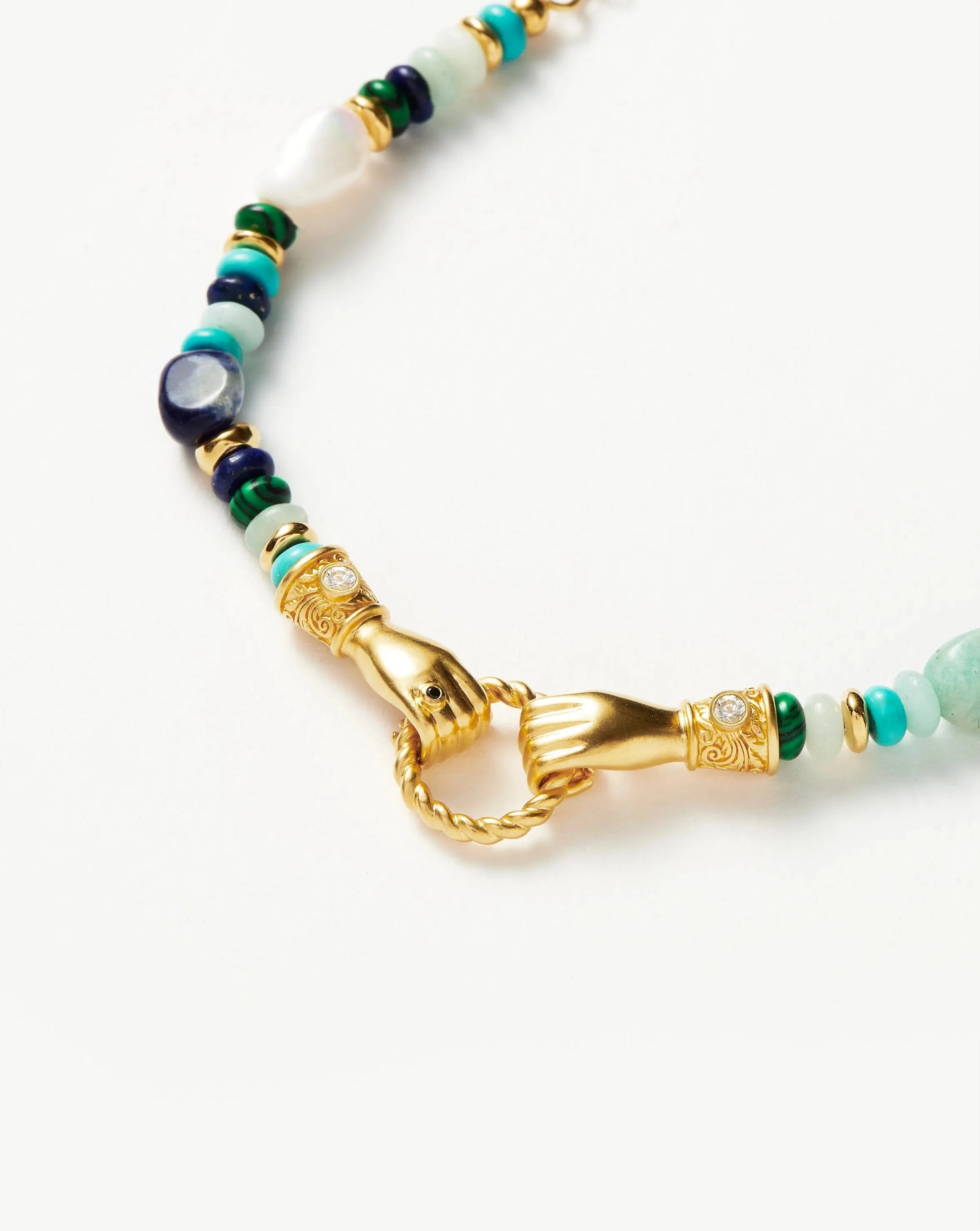 Harris Reed In Good Hands Beaded Gemstone Bracelet | 18ct Gold Plated/Turquoise, Lapis & Pearl Bracelets Missoma