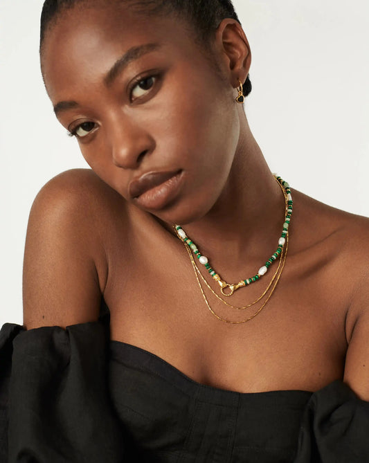 Harris Reed In Good Hands Beaded Gemstone Necklace | 18ct Gold Plated/Multi Green Gemstone & Pearl Necklaces Missoma