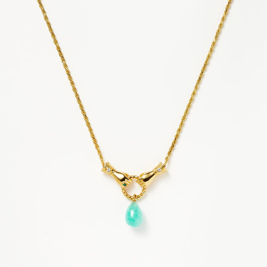 Harris Reed In Good Hands Drop Pendant Necklace | 18ct Gold Plated/Amazonite & Pearl Necklaces Missoma