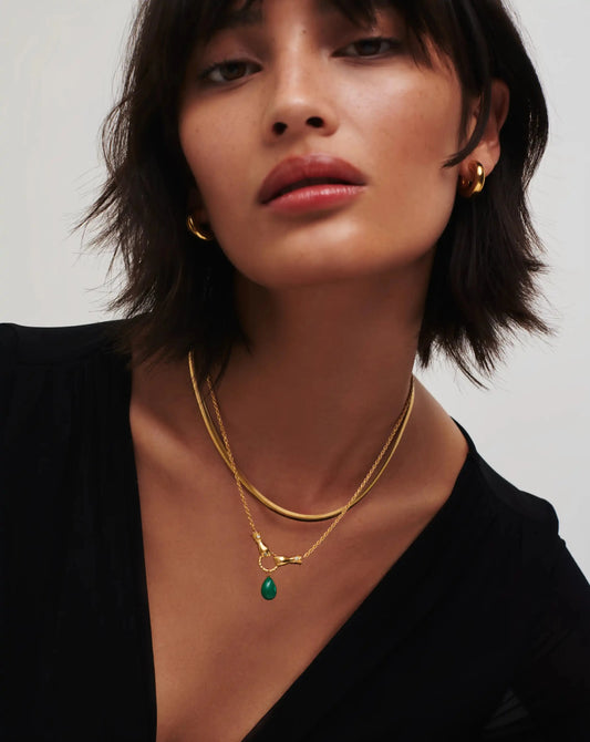 Harris Reed In Good Hands Drop Pendant Necklace | 18ct Gold Plated/Malachite & Pearl Necklaces Missoma