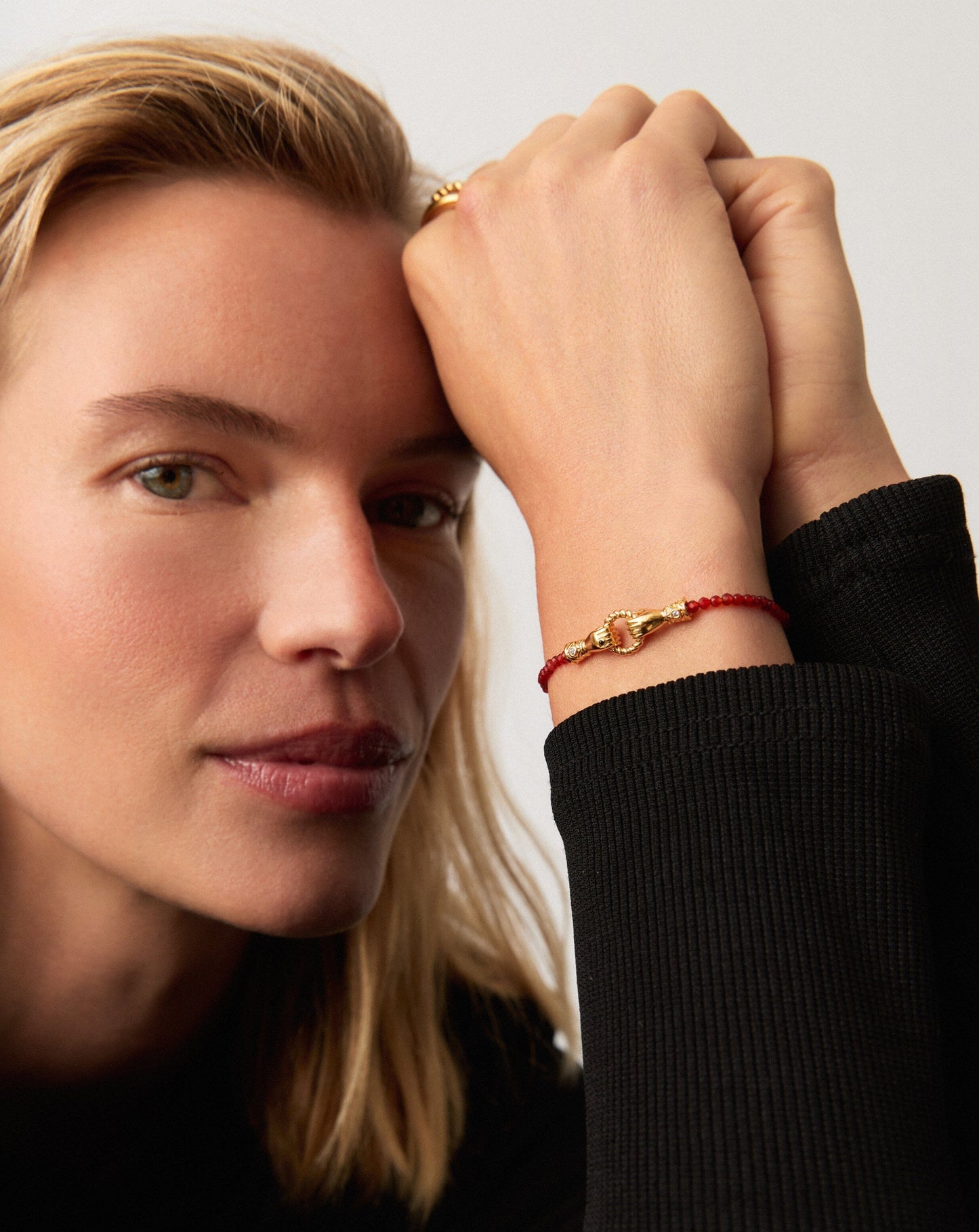 Harris Reed In Good Hands Gemstone Slider Bracelet | 18ct Gold Plated/Red Quartz Bracelets Missoma