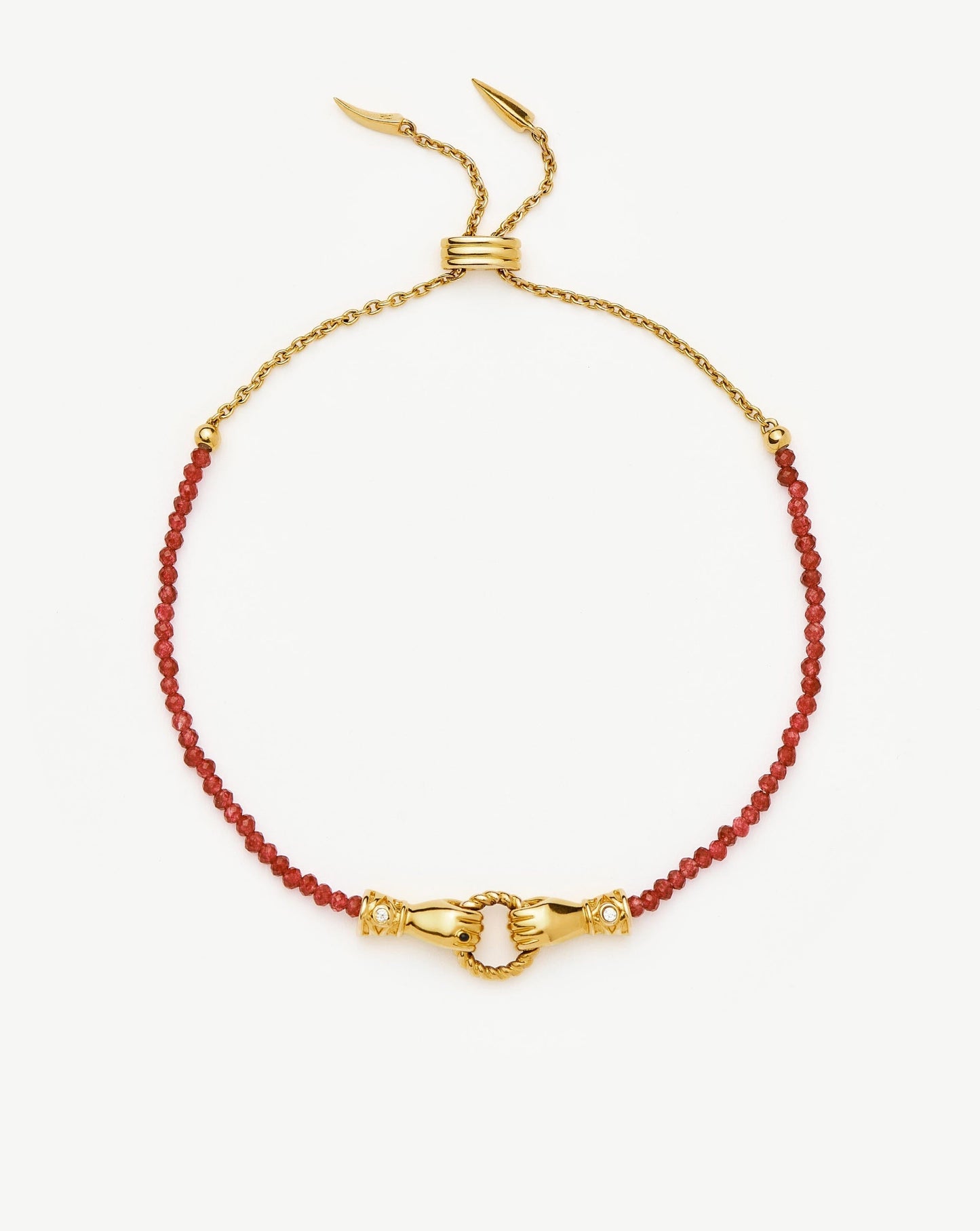 Harris Reed In Good Hands Gemstone Slider Bracelet | 18ct Gold Plated/Red Quartz Bracelets Missoma