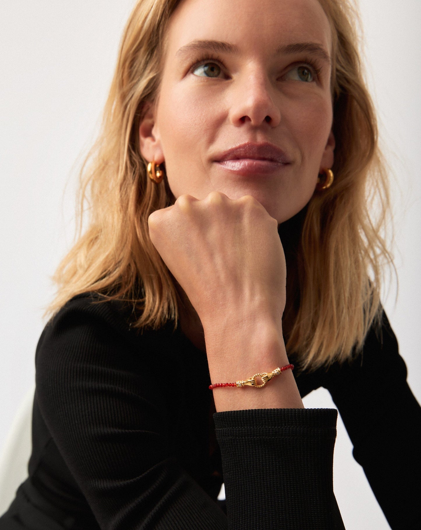 Harris Reed In Good Hands Gemstone Slider Bracelet | 18ct Gold Plated/Red Quartz Bracelets Missoma