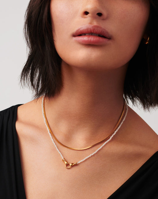 Harris Reed In Good Hands Mini Beaded Gemstone Necklace | 18ct Gold Plated/Rainbow Moonstone Necklaces Missoma