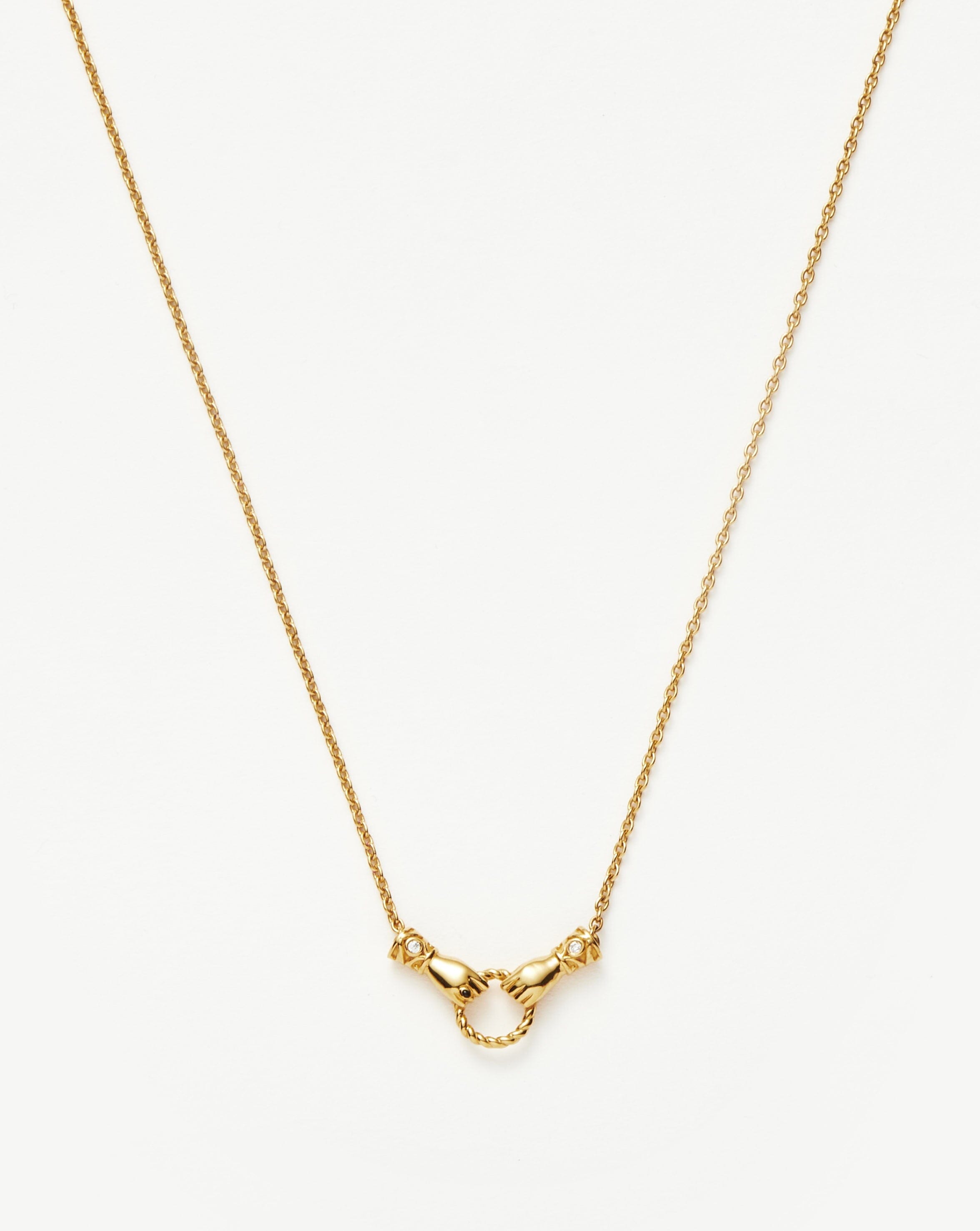 Harris Reed In Good Hands Mini Pendant Slider Necklace | 18ct Gold Plated/Cubic Zirconia & Black Onyx Necklaces