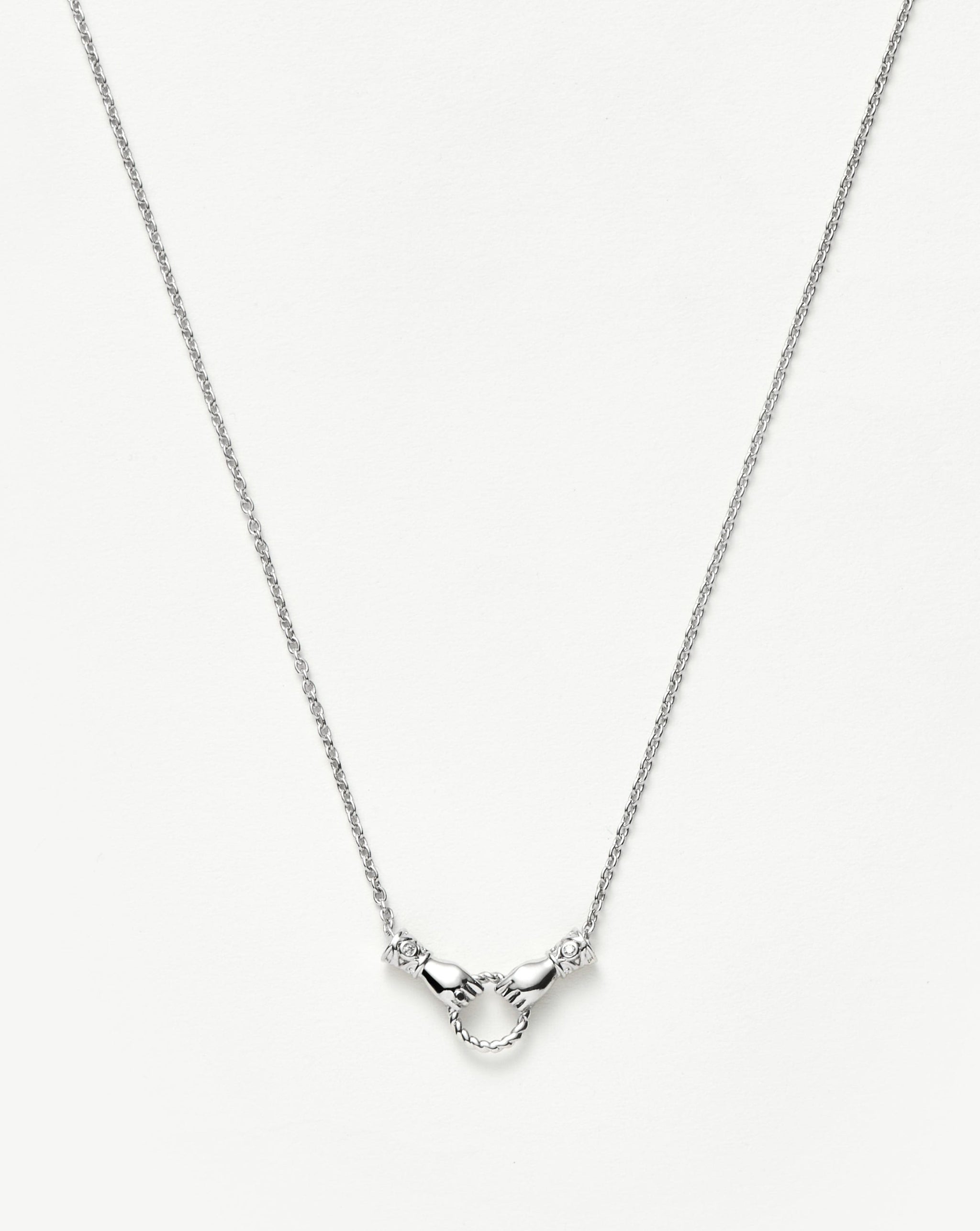 Harris Reed In Good Hands Mini Pendant Slider Necklace | Silver Plated/Cubic Zirconia & Black Onyx Necklaces Missoma