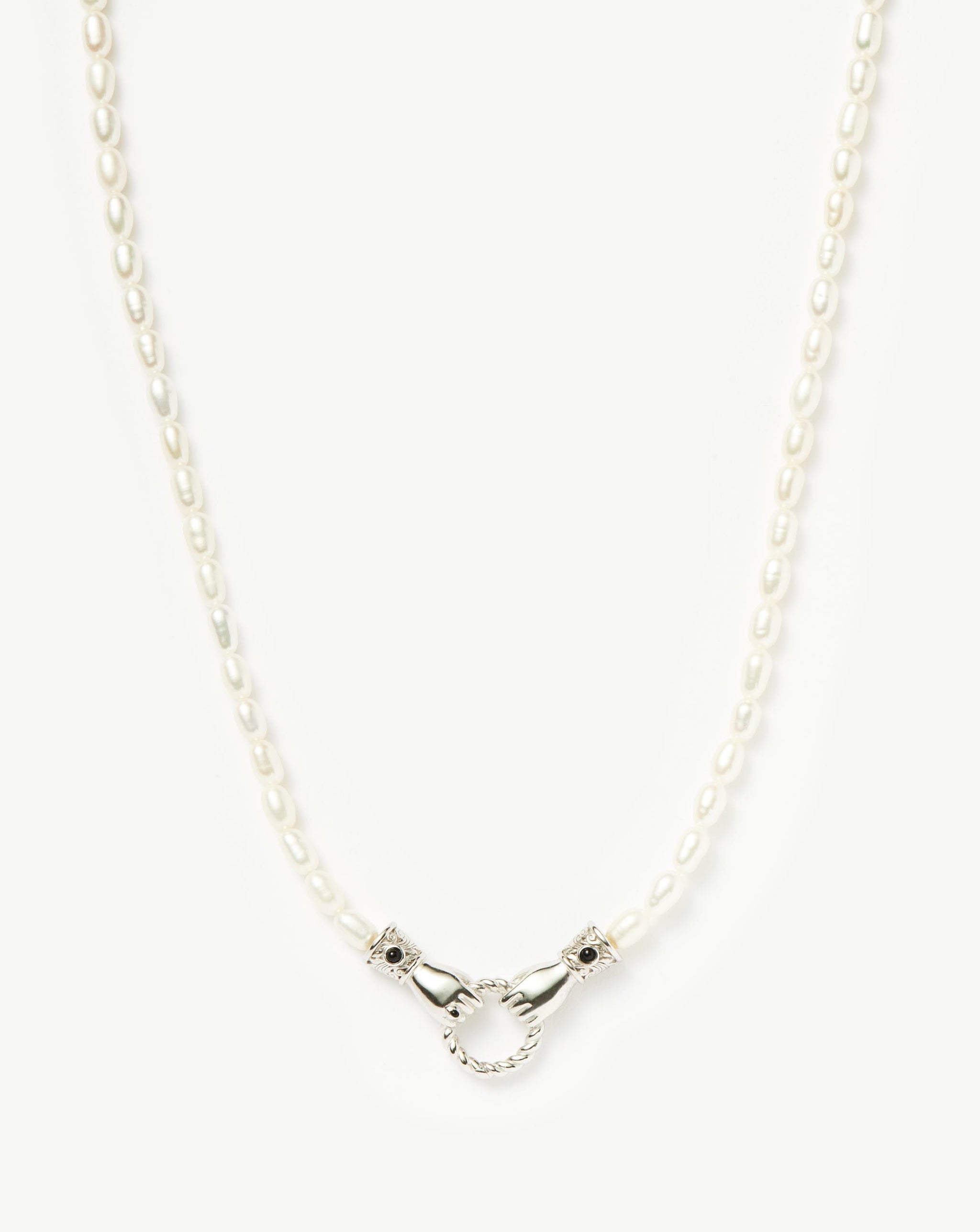 Harris Reed In Good Hands Pearl Necklace | Silver Plated/Pearl & Black Onyx Necklaces Missoma