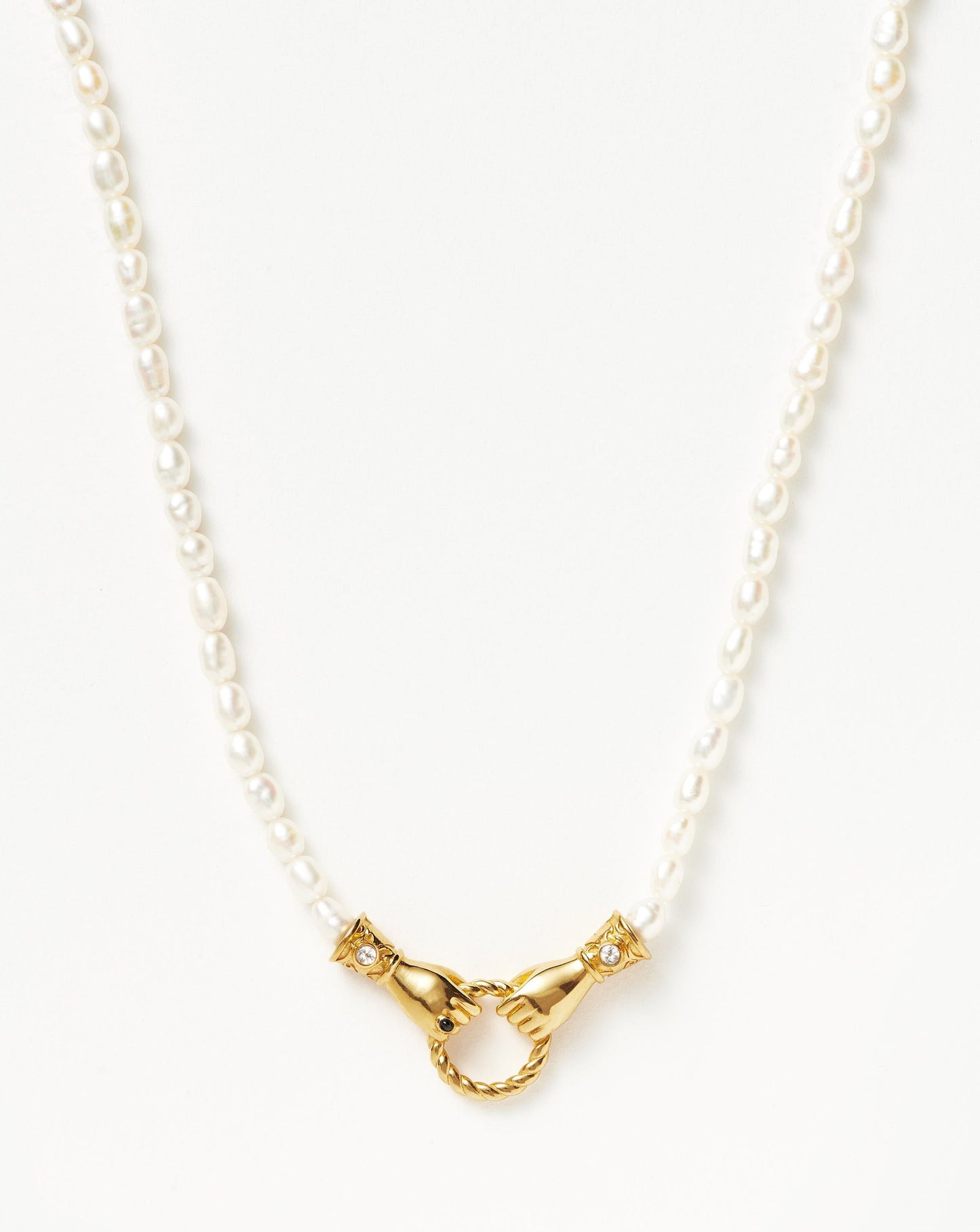 Harris Reed In Good Hands Pearl Pendant Necklace | 18ct Gold Plated/Pearl & Black Onyx Necklaces Missoma