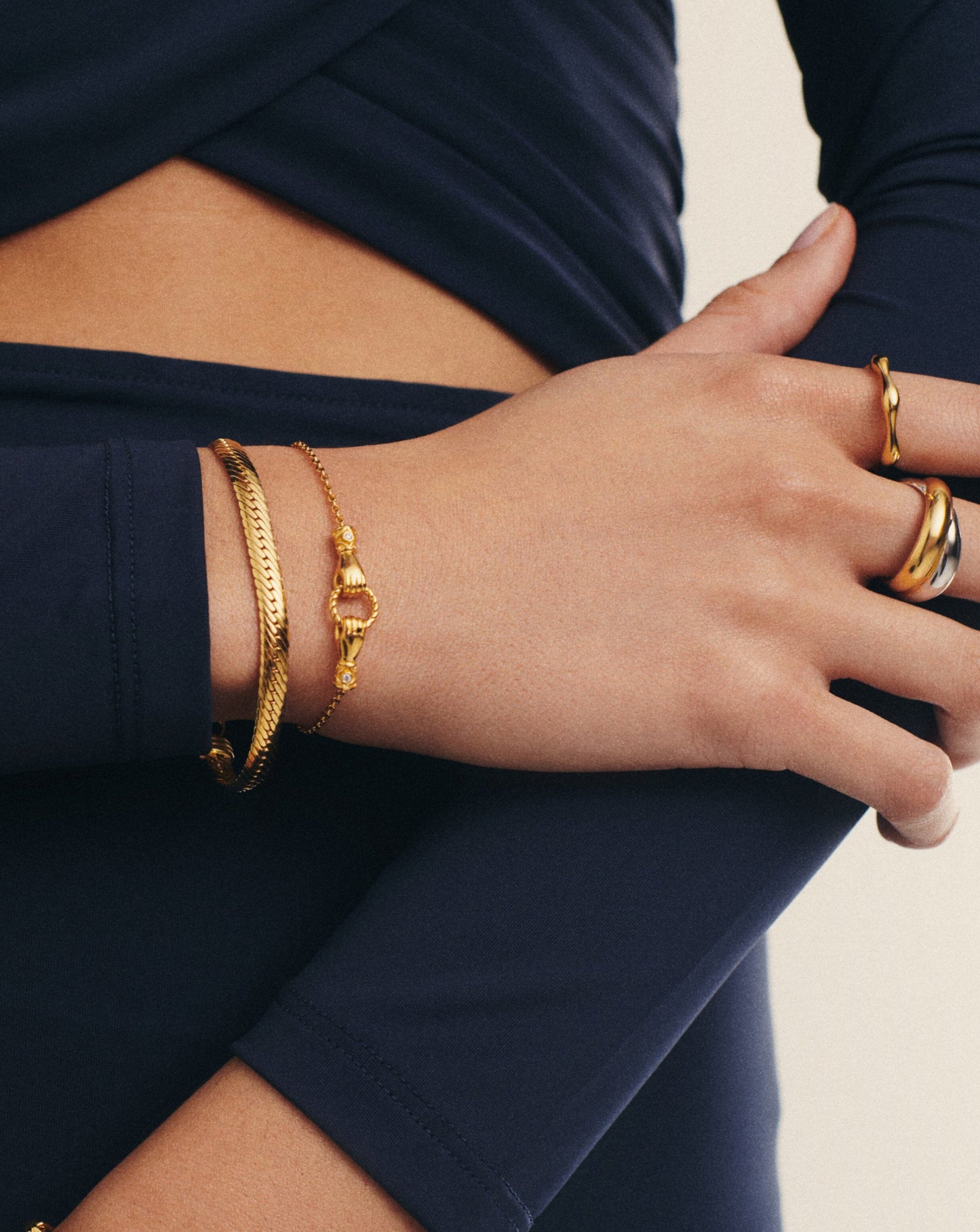 Harris Reed In Good Hands Slider Bracelet | 18ct Gold Plated/Cubic Zirconia & Black Onyx Bracelets Missoma