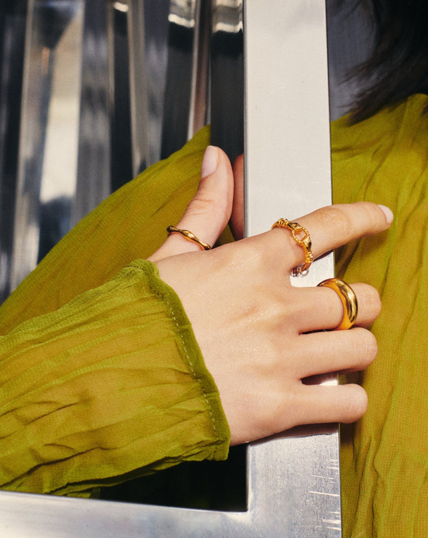 Harris Reed In Good Hands Stacking Ring | 18ct Gold Plated/Cubic Zirconia & Black Onyx Rings Missoma