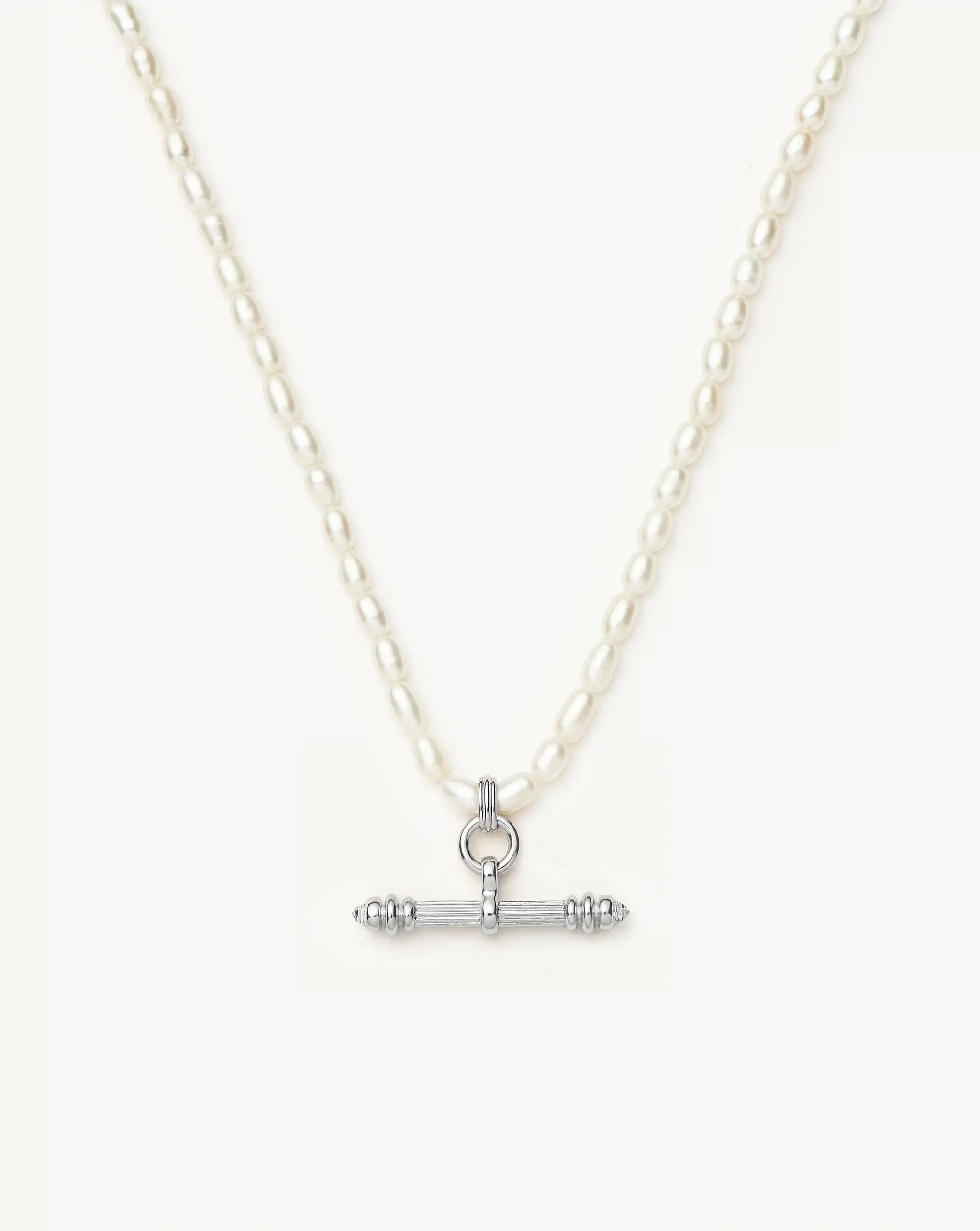 Harris Reed Pearl T-Bar Necklace | Silver Plated/Pearl Necklaces Missoma