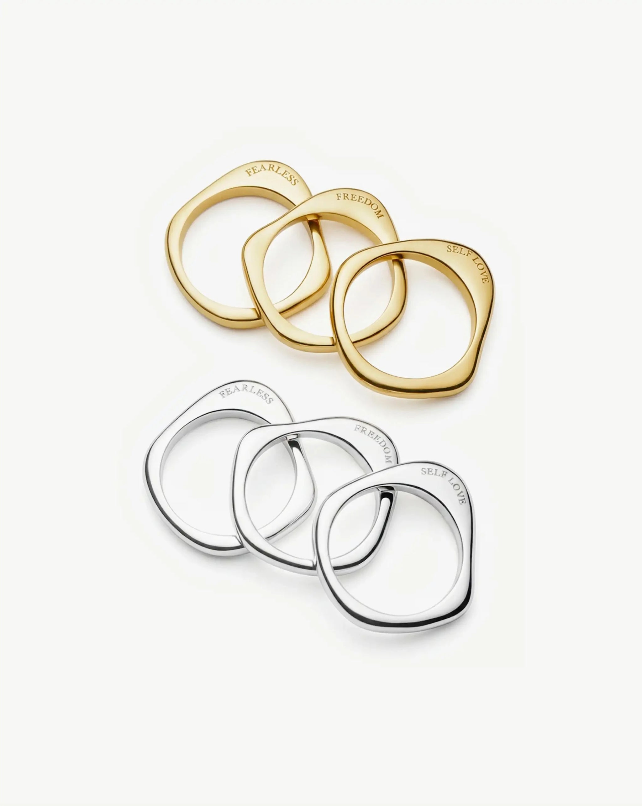 Harris Reed Self-Love Stacking Rings | 18ct Gold Plated/Cubic Zirconia Rings Missoma