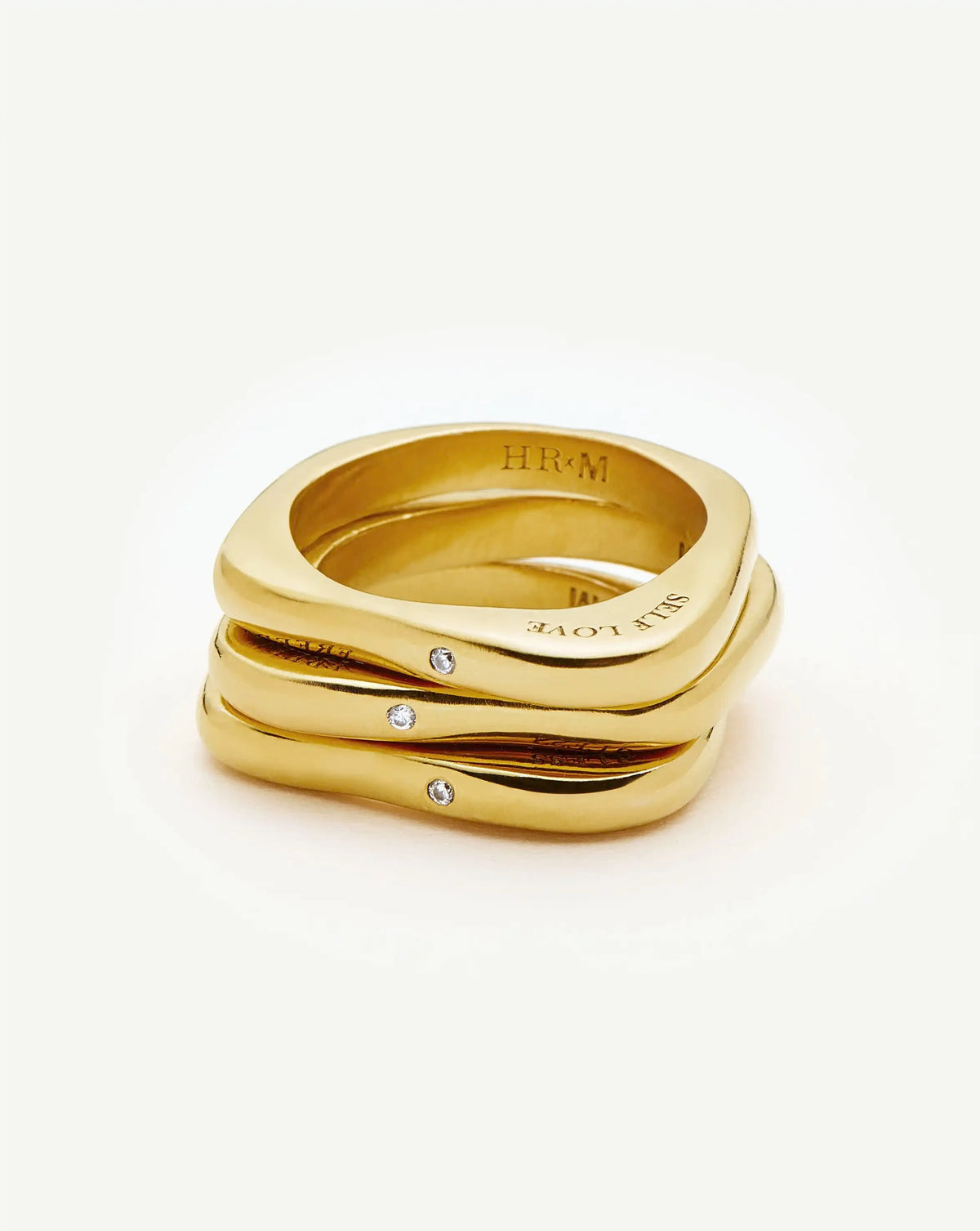 Harris Reed Self-Love Stacking Rings | 18ct Gold Plated/Cubic Zirconia Rings Missoma