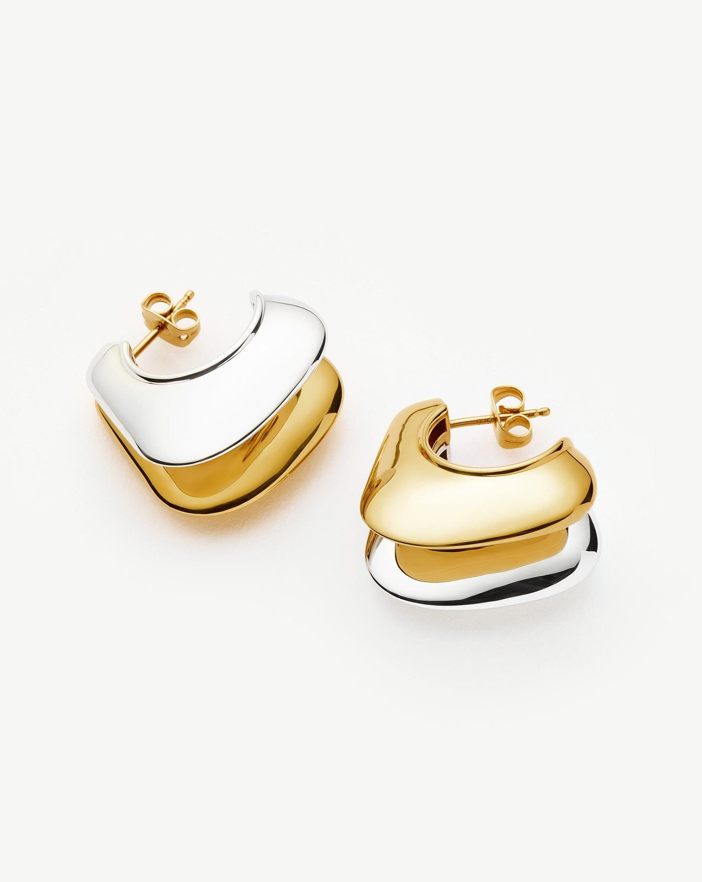 Hera Dome Double Ridge Medium Hoop Earrings | Mixed Metal Earrings Missoma