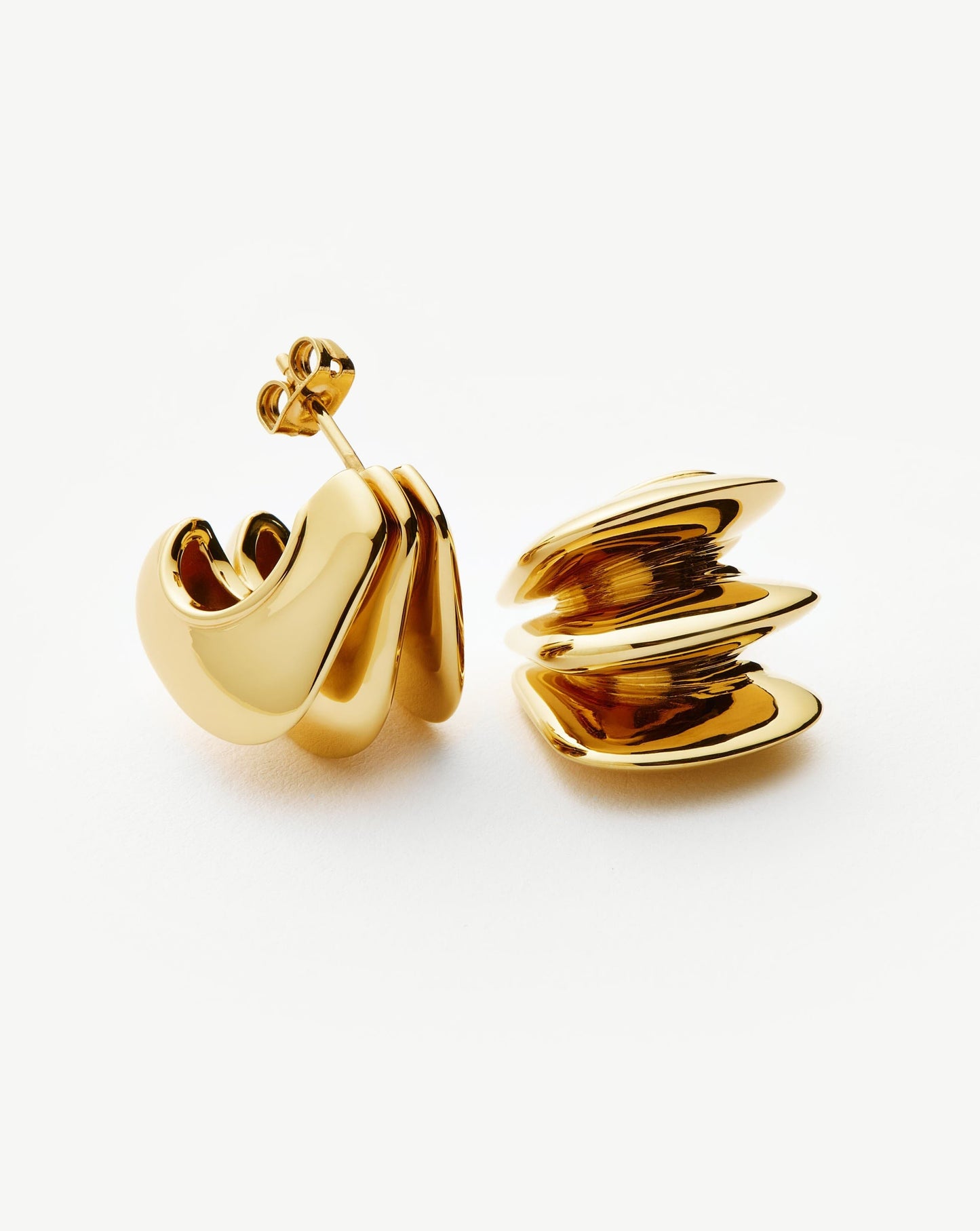 Hera Dome Triple Ridge Hoop Earrings | Gold Plated Earrings Missoma