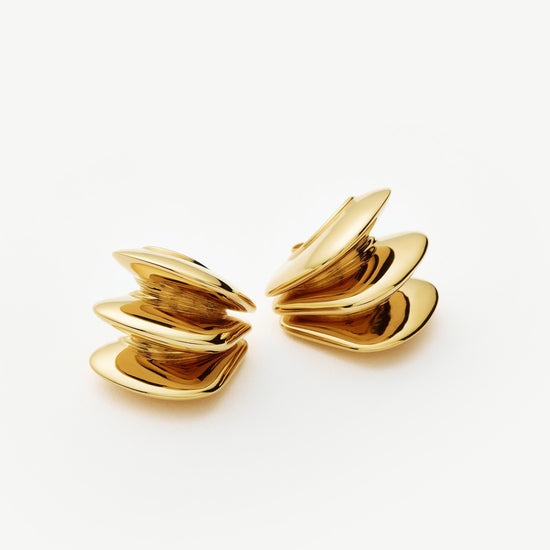 Hera Dome Triple Ridge Hoop Earrings | Gold Plated Earrings Missoma