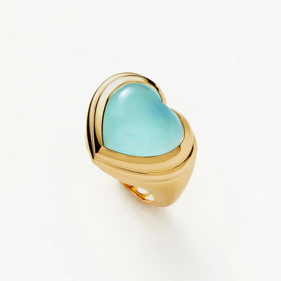 Jelly Heart Gemstone Ring | 18ct Gold Plated/Aqua Chalcedony Rings Missoma