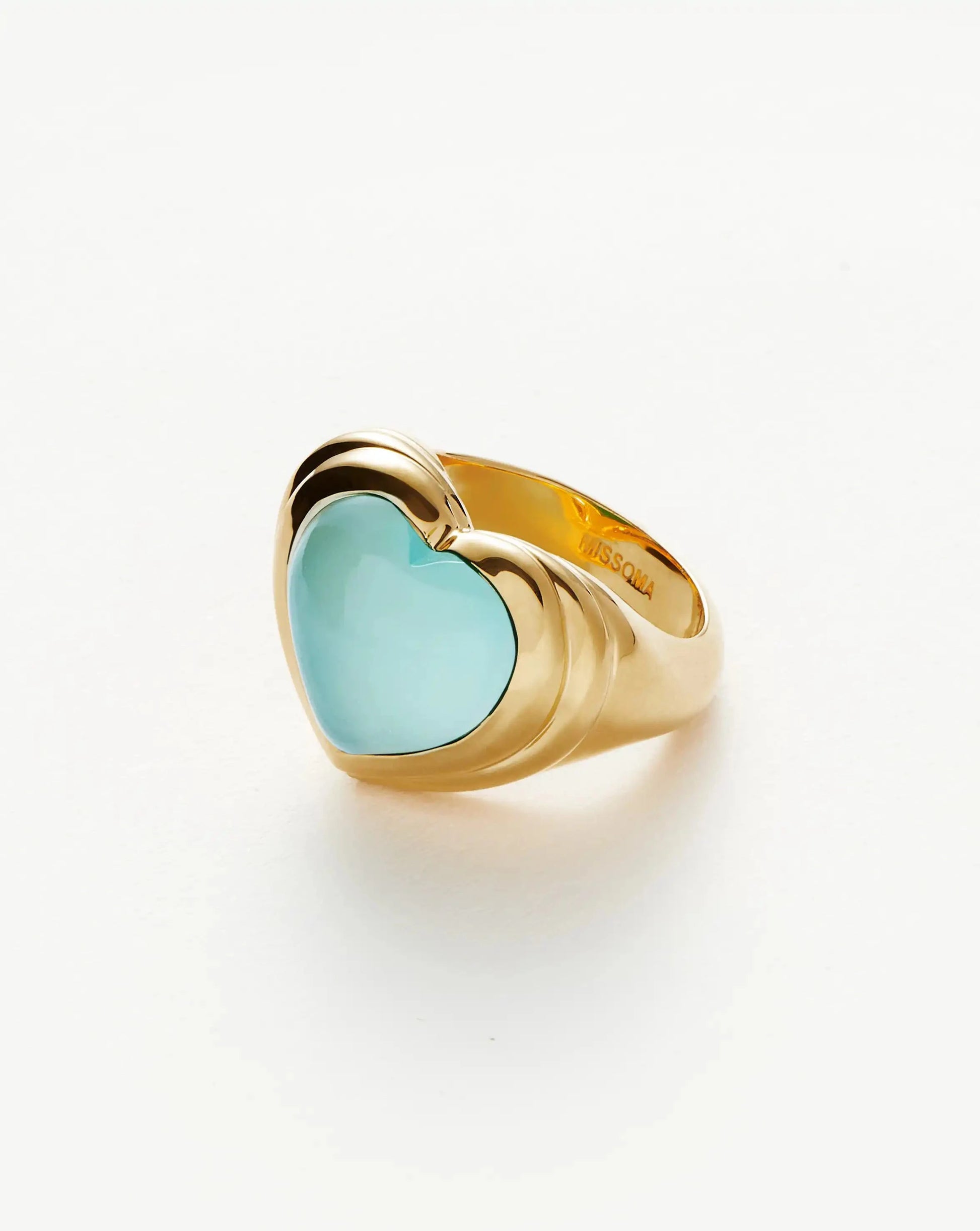 Jelly Heart Gemstone Ring | 18ct Gold Plated/Aqua Chalcedony Rings Missoma