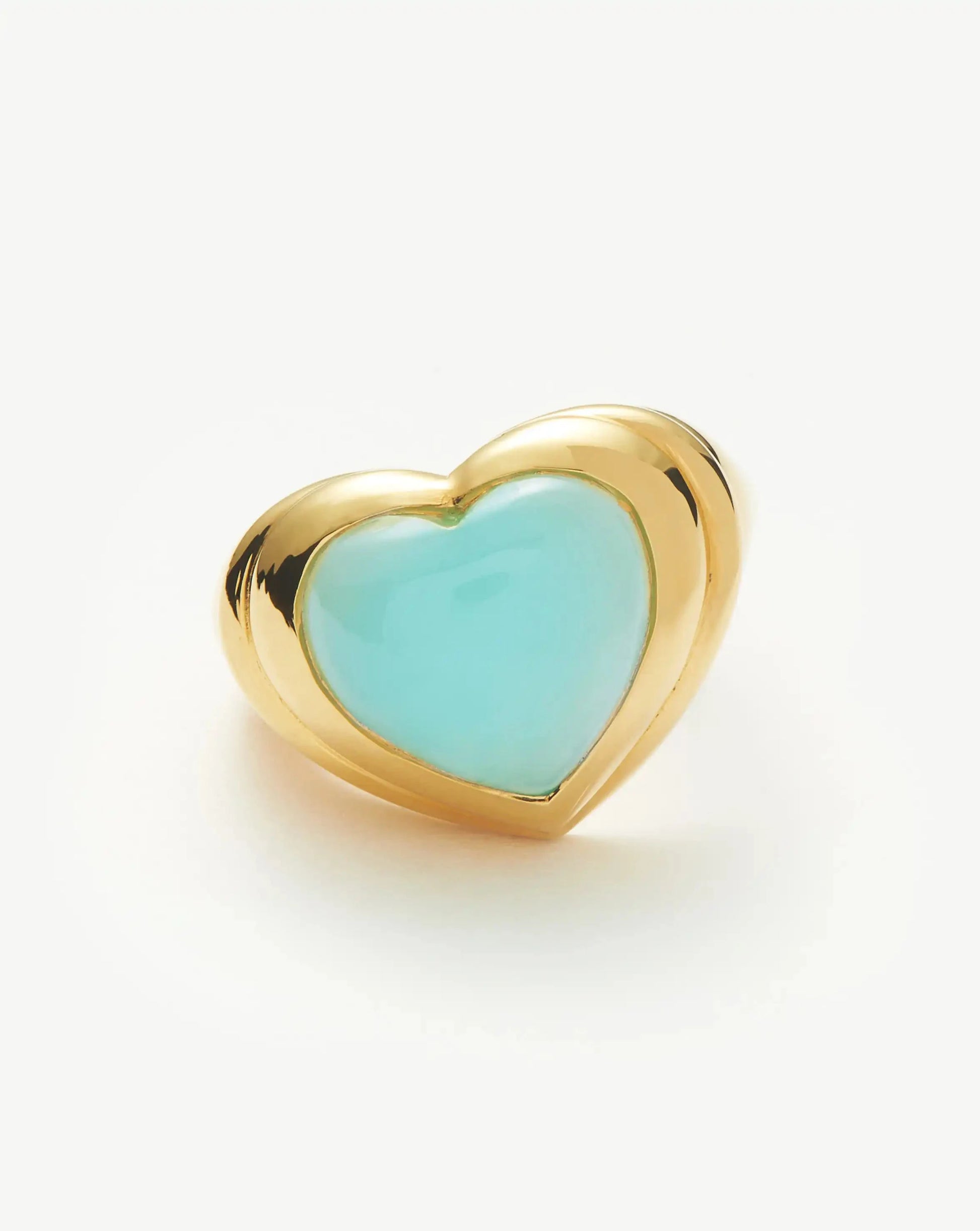 Jelly Heart Gemstone Ring | 18ct Gold Plated/Aqua Chalcedony Rings Missoma