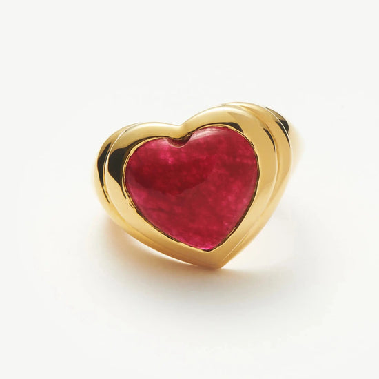 Jelly Heart Gemstone Ring | 18ct Gold Plated/Pink Quartz Rings Missoma
