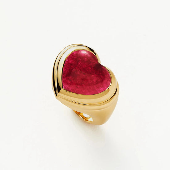 Jelly Heart Gemstone Ring | 18ct Gold Plated/Pink Quartz Rings Missoma