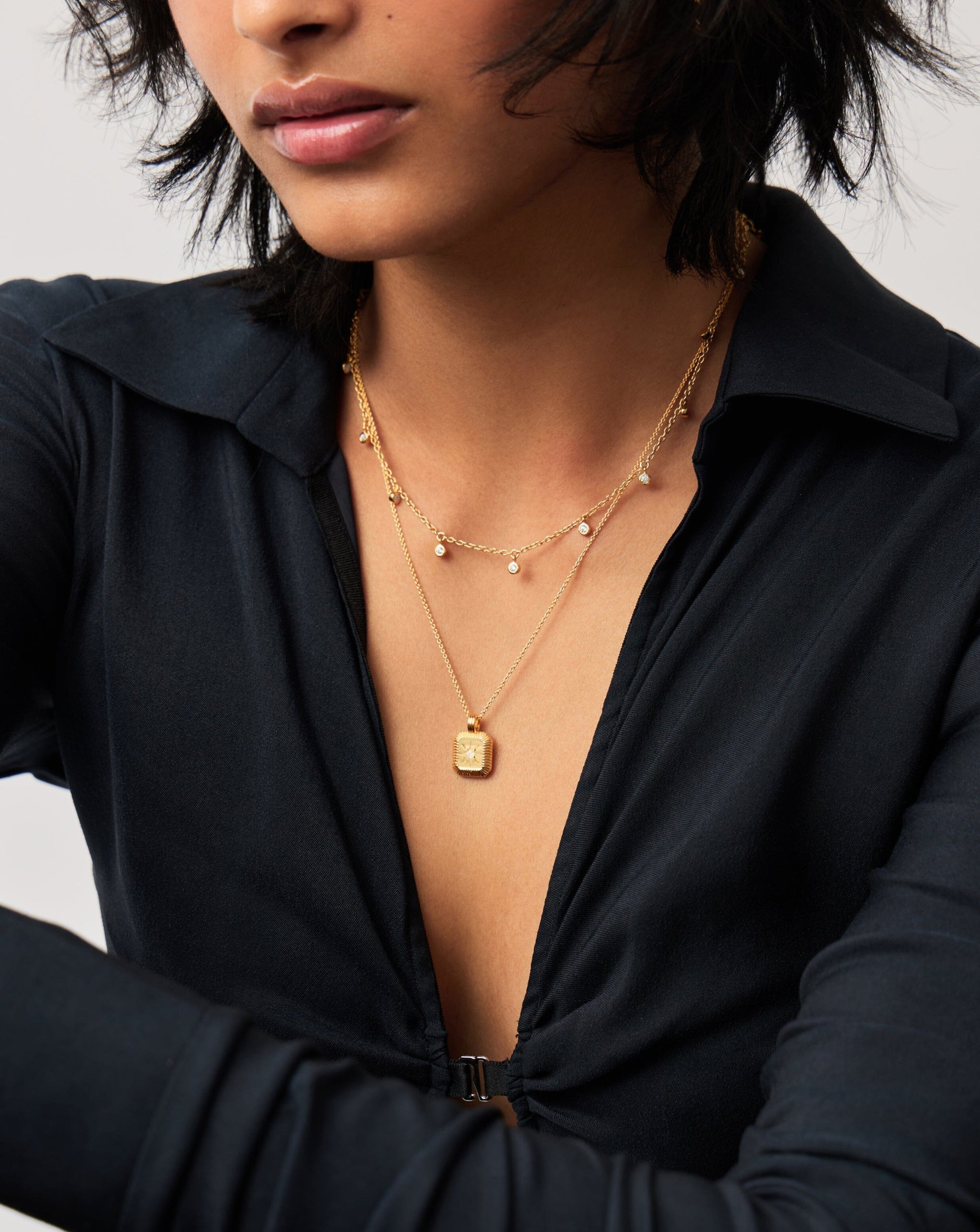 June Birthstone Necklace & Charm Earrings Set | 18ct Gold Vermeil/Rainbow Moonstone Necklaces Missoma