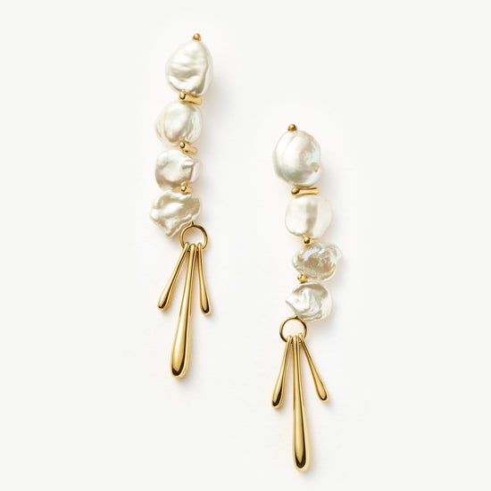 Keshi Pearl Sculptural Drop Earrings | 18ct Gold Plated/Pearl Earrings Missoma