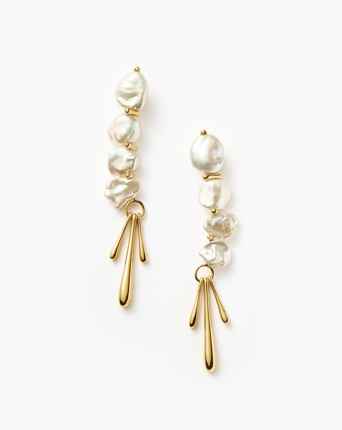 Keshi Pearl Sculptural Drop Earrings | 18ct Gold Plated/Pearl Earrings Missoma