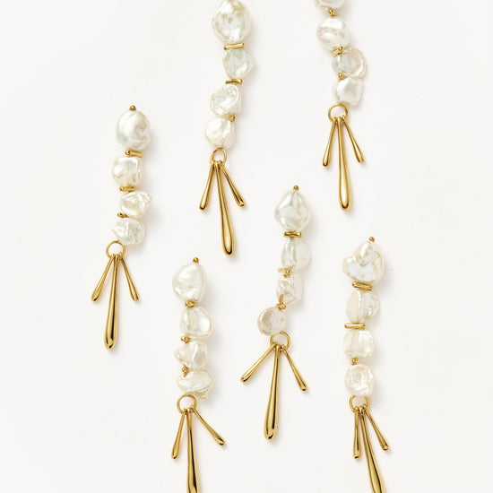 Keshi Pearl Sculptural Drop Earrings | 18ct Gold Plated/Pearl Earrings Missoma