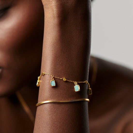 Lena Charm Bracelet | 18ct Gold Plated/Amazonite Bracelets Missoma