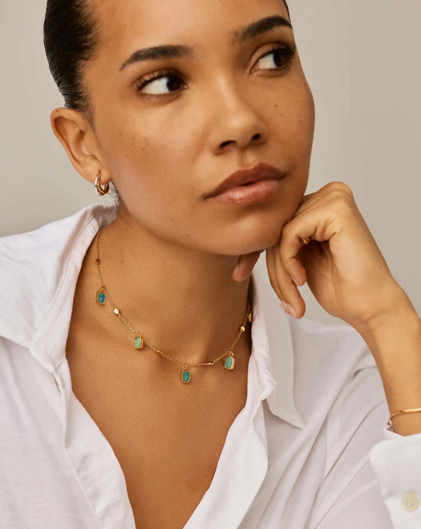 Lena Charm Choker | 18ct Gold Plated/Amazonite Necklaces Missoma