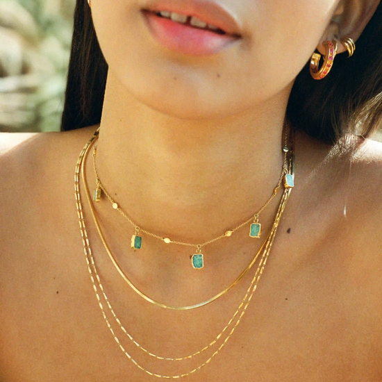 Lena Charm Choker | 18ct Gold Plated/Amazonite Necklaces Missoma