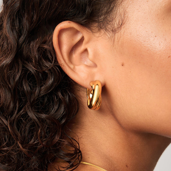 Lucy Williams Chunky Medium Entwine Hoop Earrings | 18ct Gold Plated Earrings Missoma