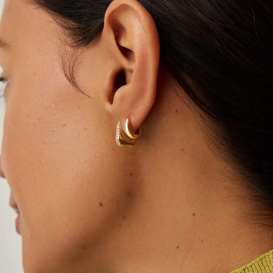 Lucy Williams Fine Diamond Arco Huggies | 14ct Yellow Gold Earrings Missoma