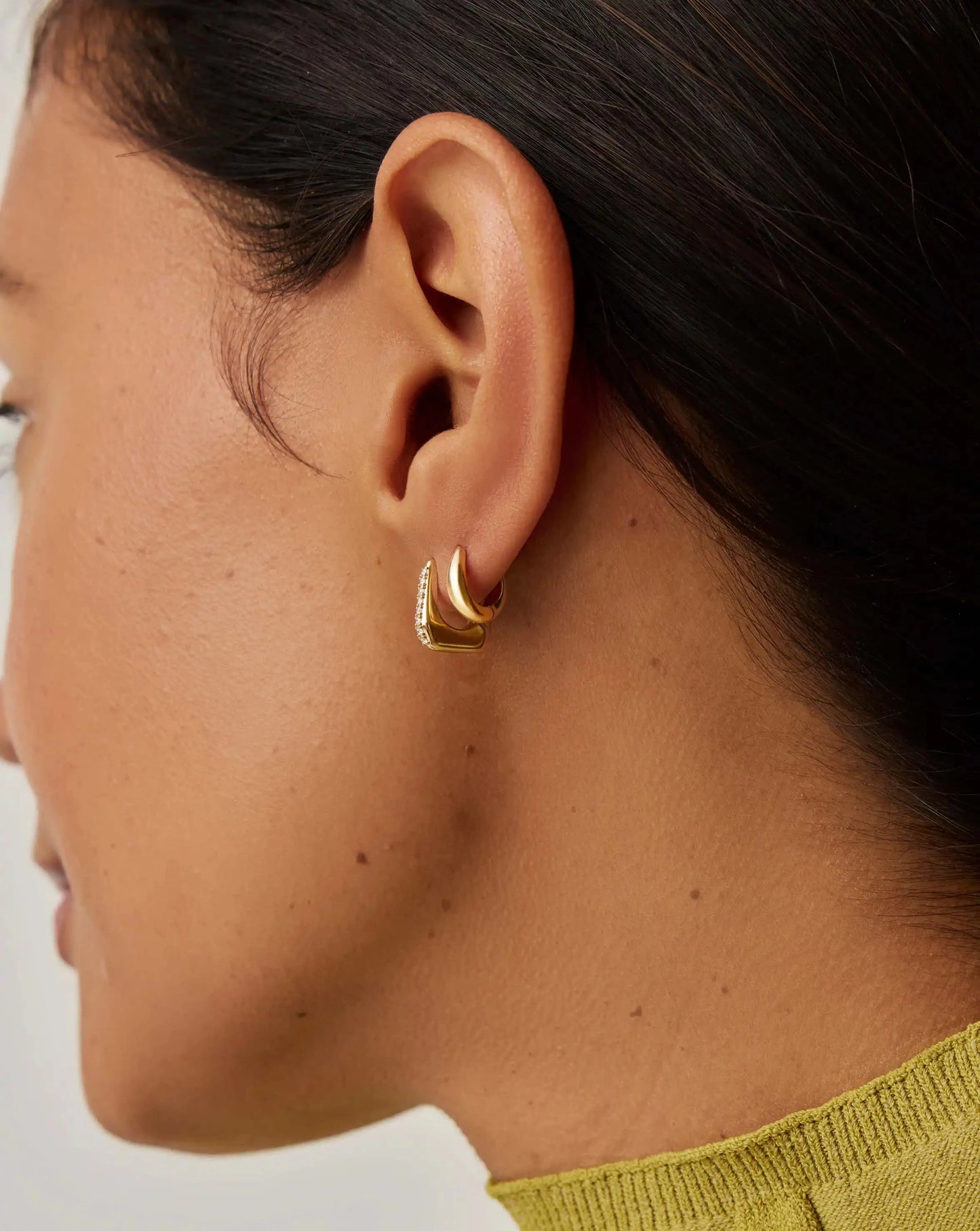 Lucy Williams Fine Diamond Arco Huggies | 14ct Yellow Gold Earrings Missoma