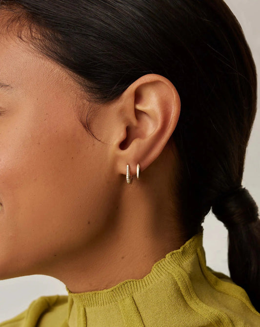 Lucy Williams Fine Diamond Arco Huggies | 14ct Yellow Gold Earrings Missoma