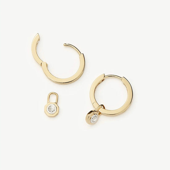 Lucy Williams Fine Diamond Drop Huggies | 14ct Yellow Gold Earrings Missoma