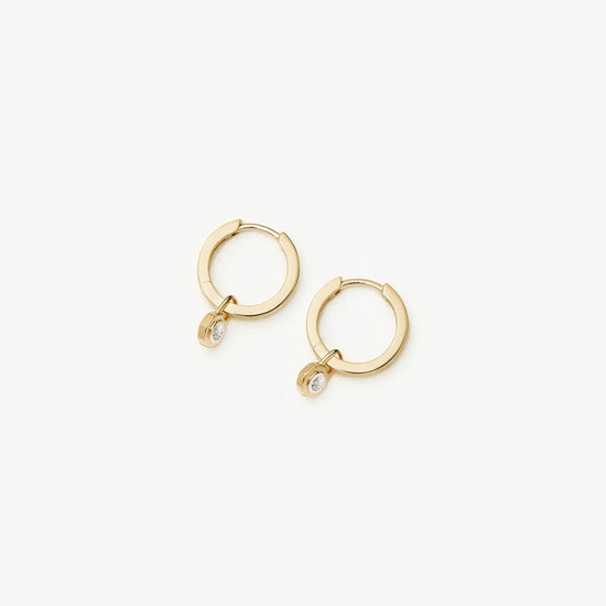 Lucy Williams Fine Diamond Drop Huggies | 14ct Yellow Gold Earrings Missoma
