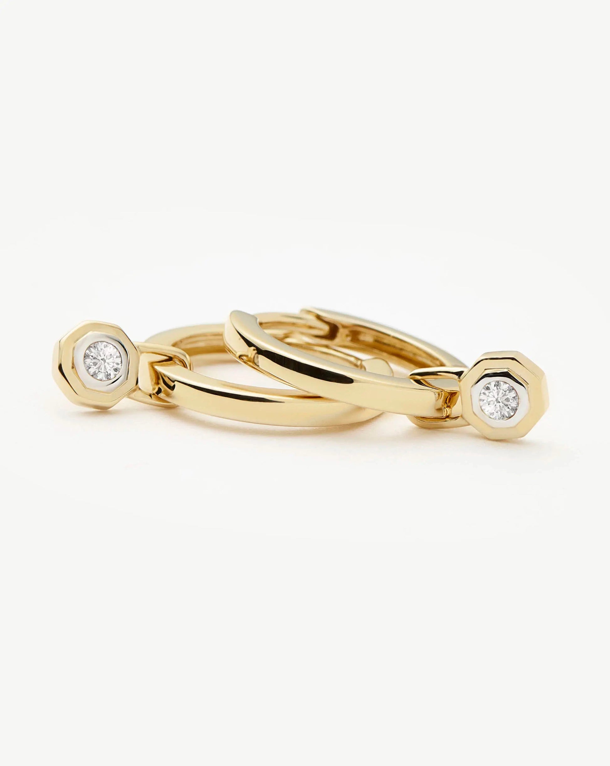 Lucy Williams Fine Diamond Drop Huggies | 14ct Yellow Gold Earrings Missoma