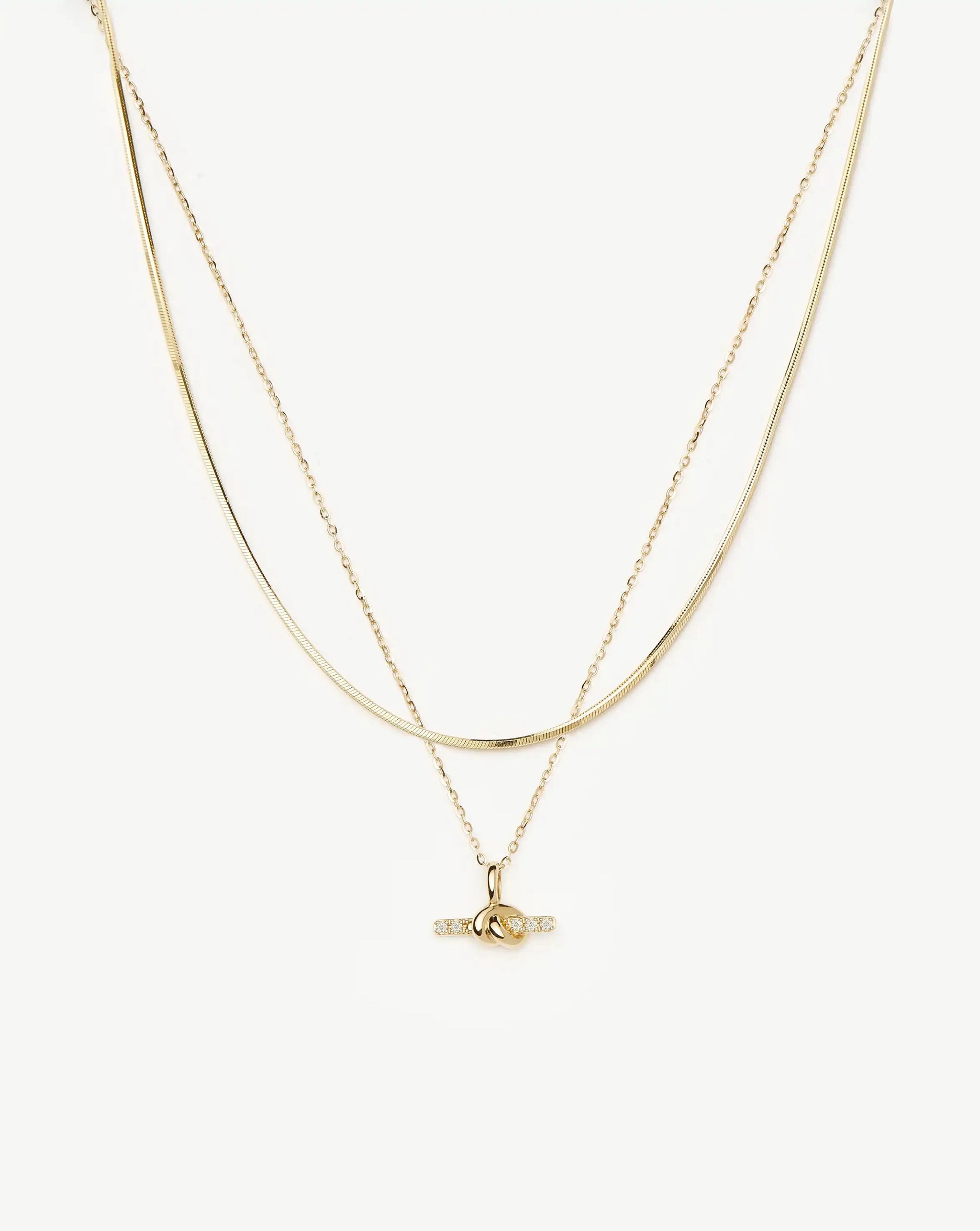 Lucy Williams Fine Diamond T-Bar & Square Snake Necklace Set | 14ct Yellow Gold Necklaces Missoma