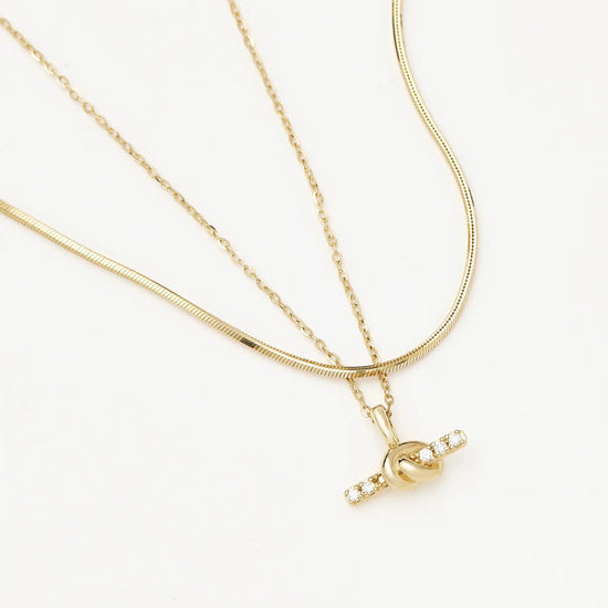 Lucy Williams Fine Diamond T-Bar & Square Snake Necklace Set | 14ct Yellow Gold Necklaces Missoma
