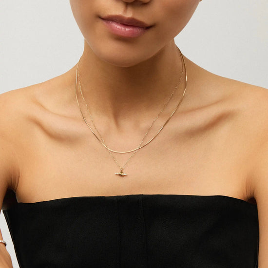 Lucy Williams Fine Diamond T-Bar & Square Snake Necklace Set | 14ct Yellow Gold Necklaces Missoma